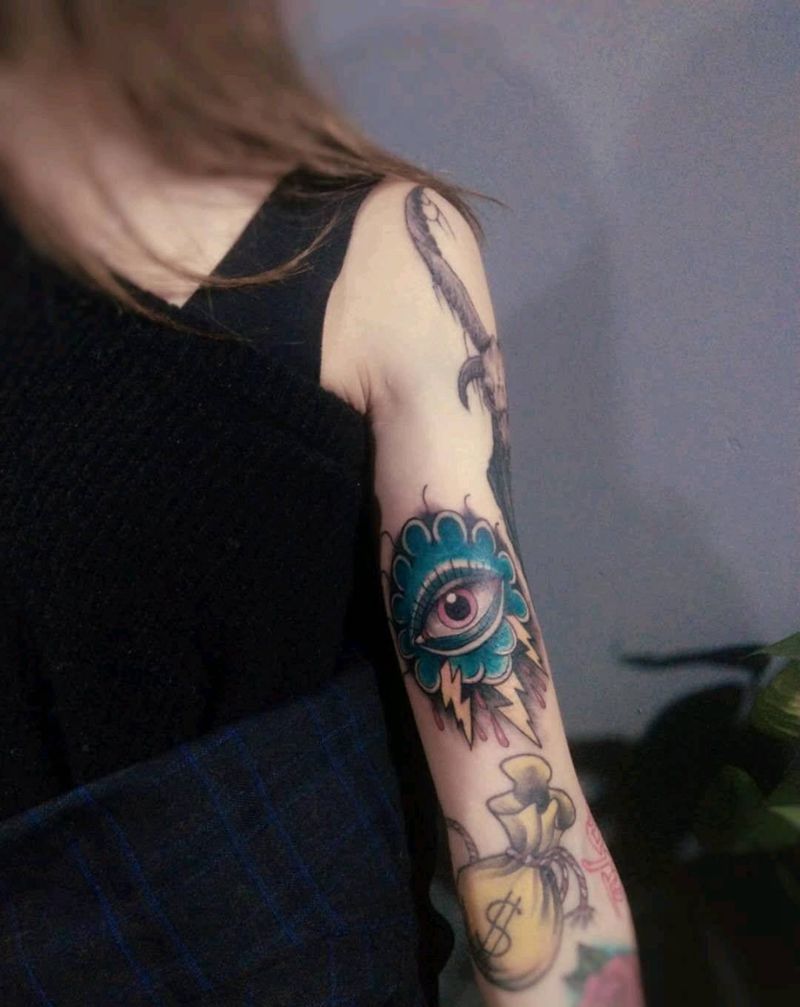 拼接小图纹身图片_手臂Old School纹身图案