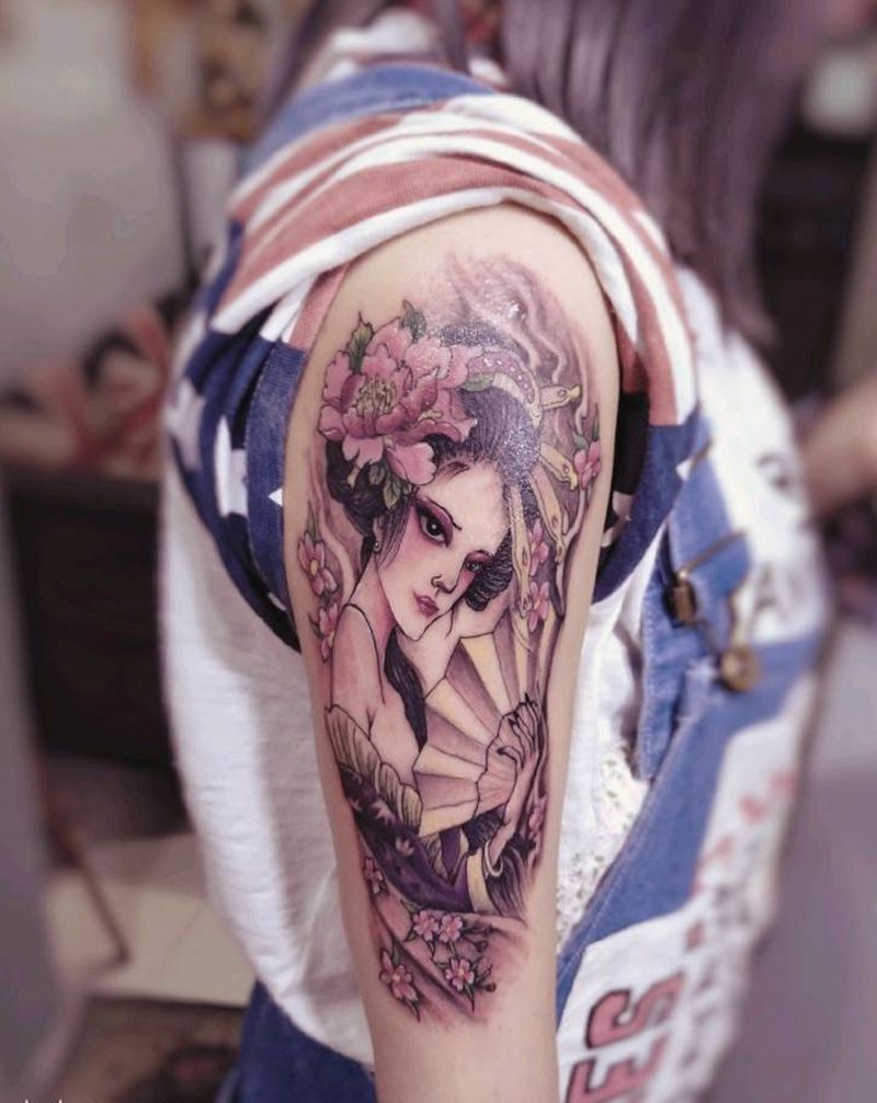 妖娆艺妓纹身图片