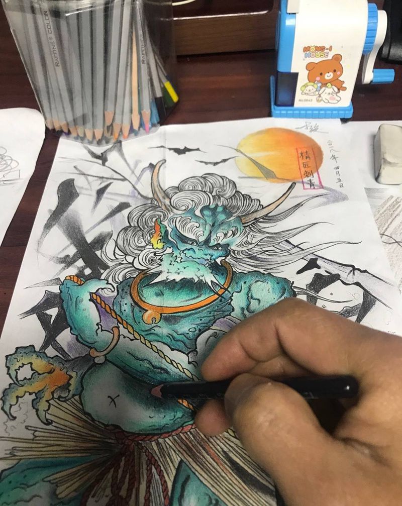 给客户设计花臂纹身图片