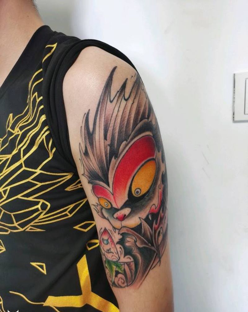 猴子纹身图片_手臂Old School新传统纹身图案