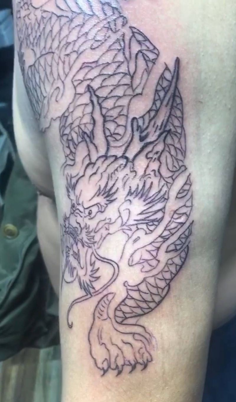 麒麟待上色纹身图片