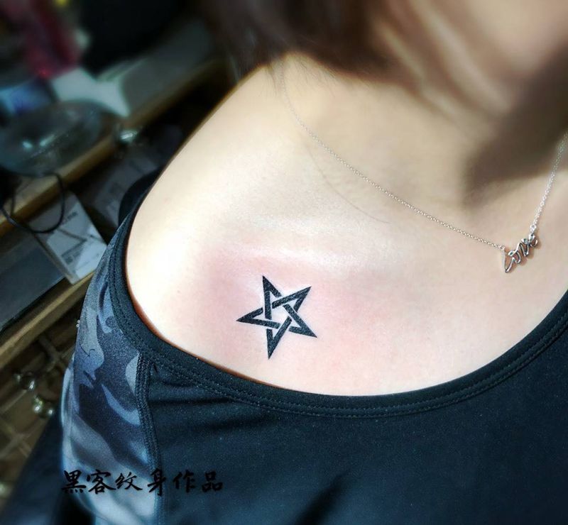 小清新纹身，五角星纹身图片