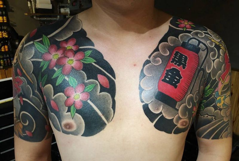 传统日式半甲纹身图片