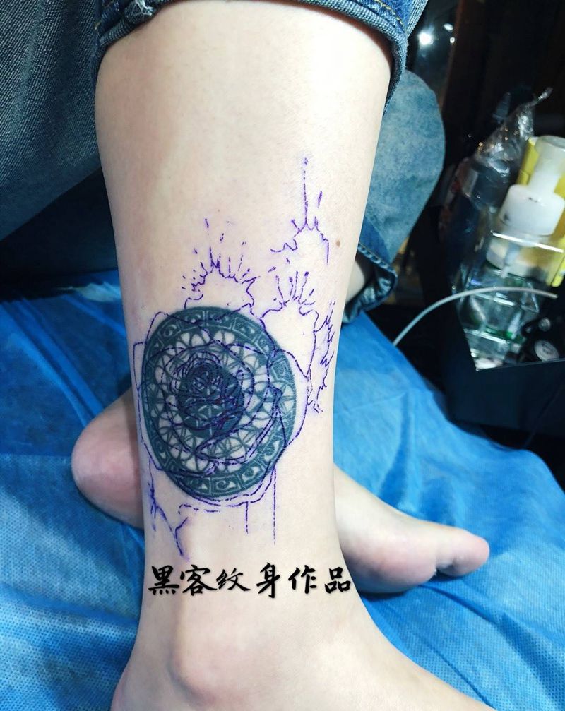 小腿纹身，遮盖纹身图片