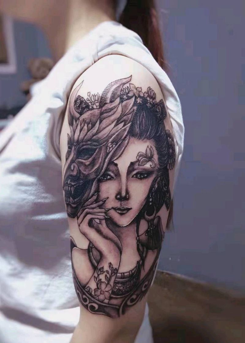 艺伎纹身图片_手臂纹身图案