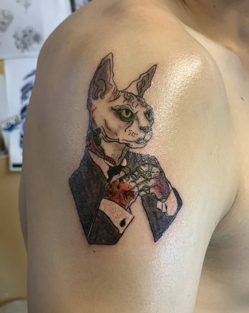 布鲁斯大人穿着条纹西服……纹身图片_手臂纹身图案