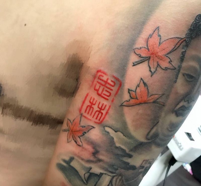 印章纹身纹身图片_成品手臂国画纹身图案