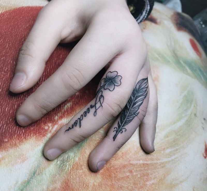 手指遮盖纹身图片_手部纹身图案