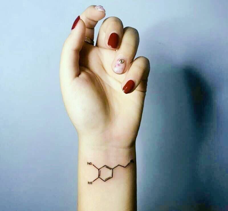 爱与上瘾纹身图片_成品手部清新几何纹身图案