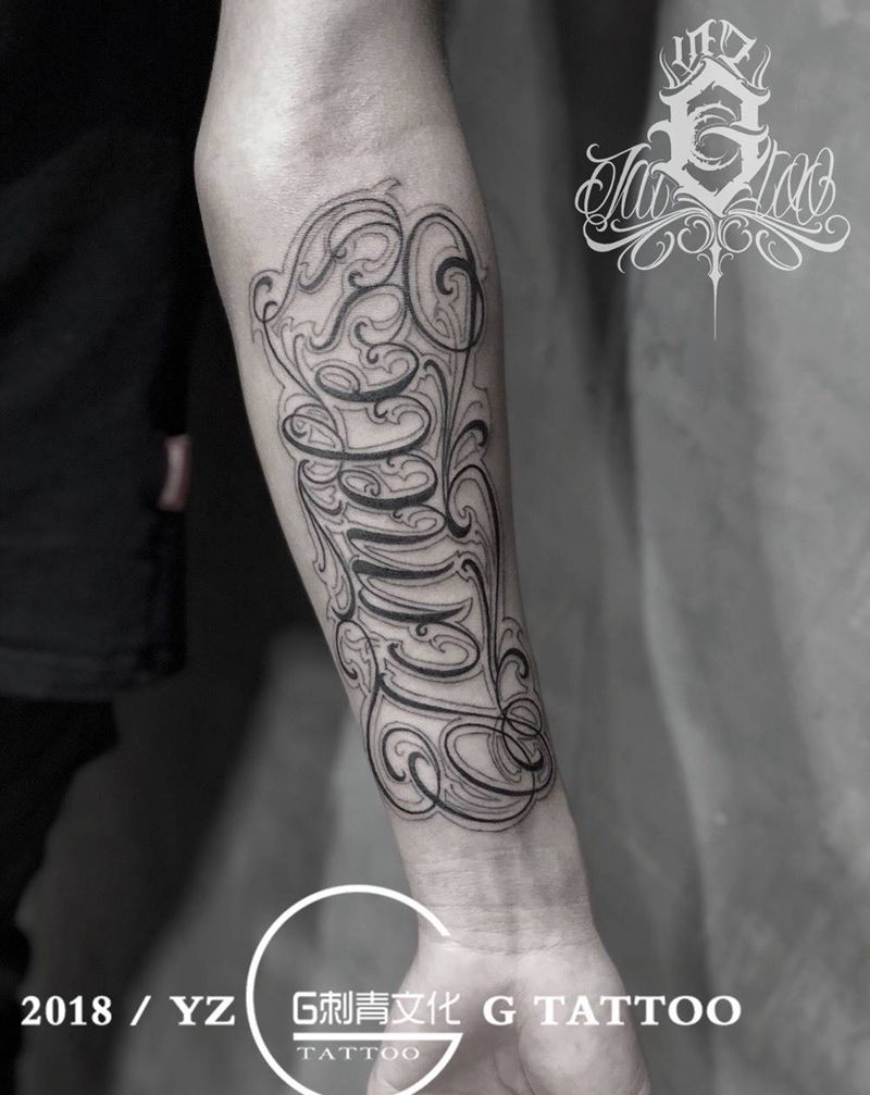 花体字纹身图片