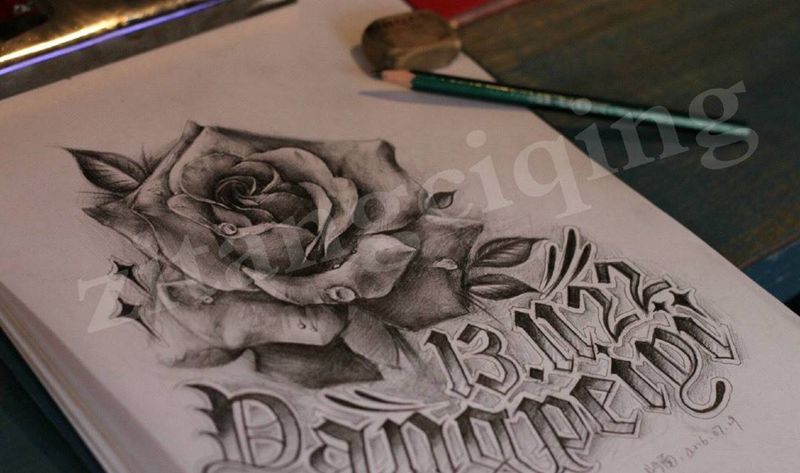 玫瑰纹身图片_成品手臂欧美植物静物原创写实纹身图案