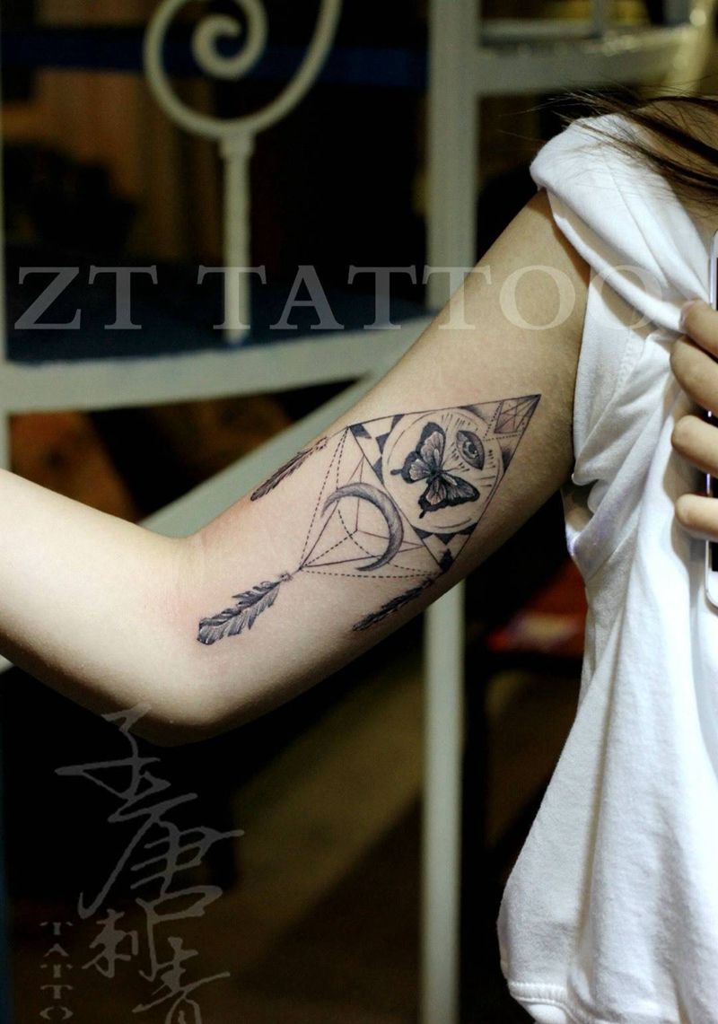 捕梦网纹身图片_成品手臂欧美清新动物人物静物纹身图案