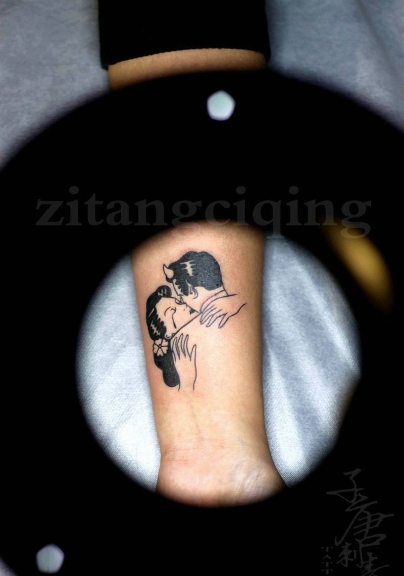 天使?魔鬼?纹身图片_成品手臂欧美人物纹身图案