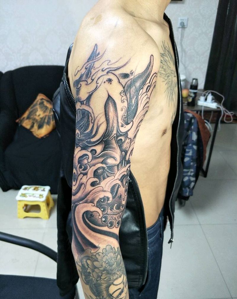 社会大般若！纹身图片_手臂传统鬼神成品纹身图案