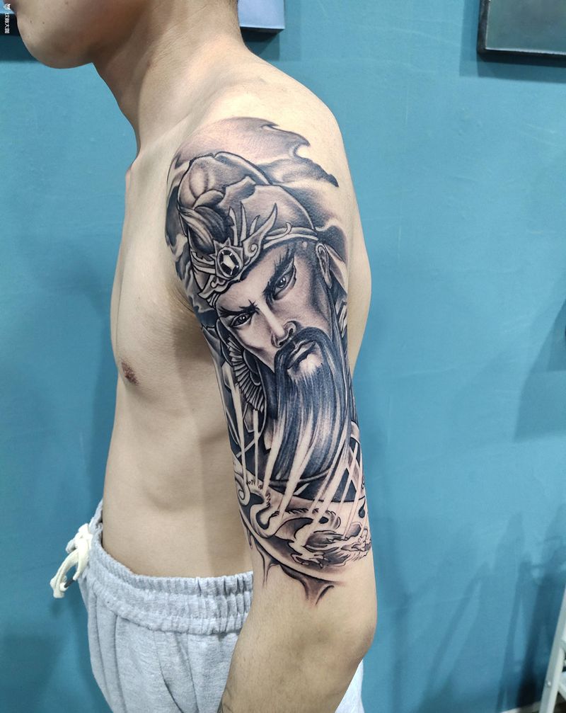 关公纹身图片_手臂新传统纹身图案