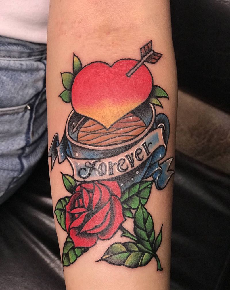 咖啡师的小纹身纹身图片_手臂Old School纹身图案