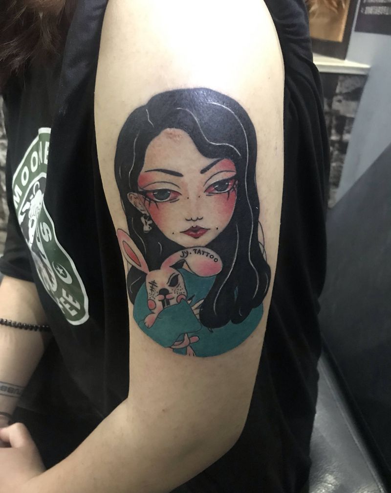 小美女纹身图片_手臂纹身图案