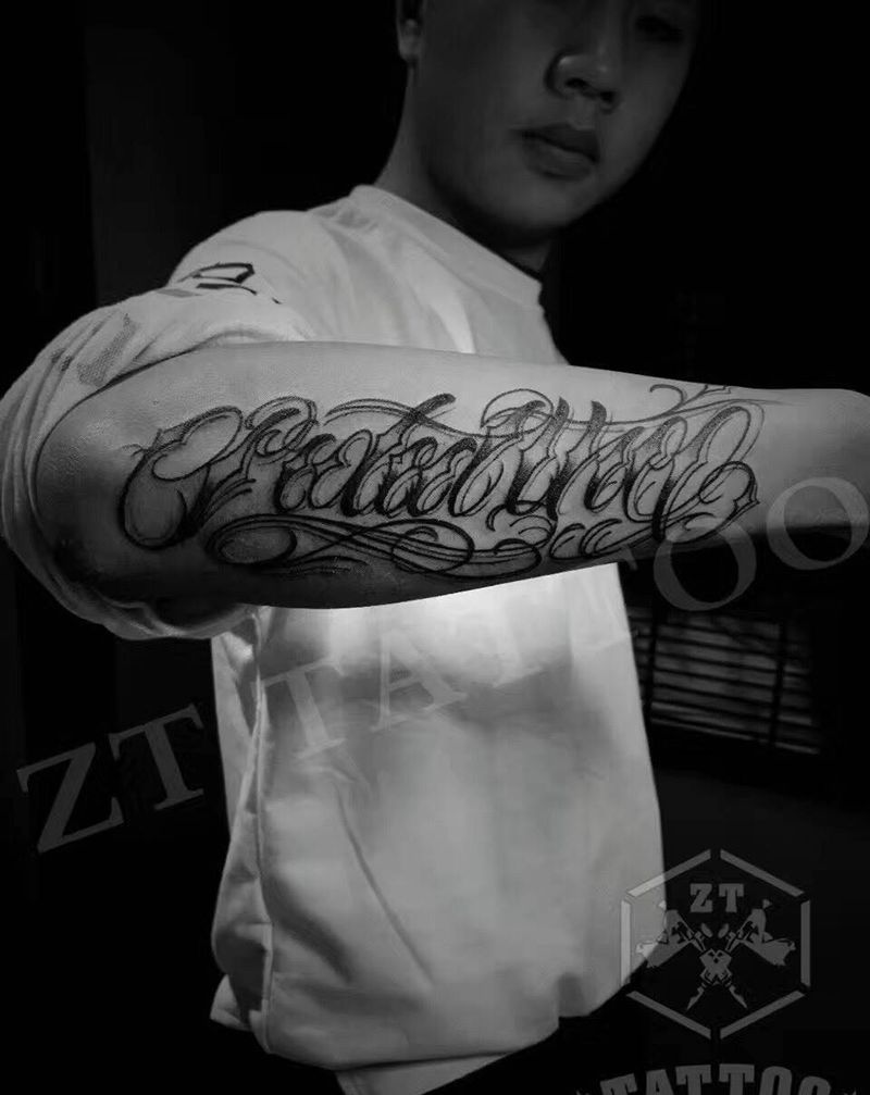 奇卡诺设计上身纹身图片_成品手稿手臂欧美字符原创纹身图案