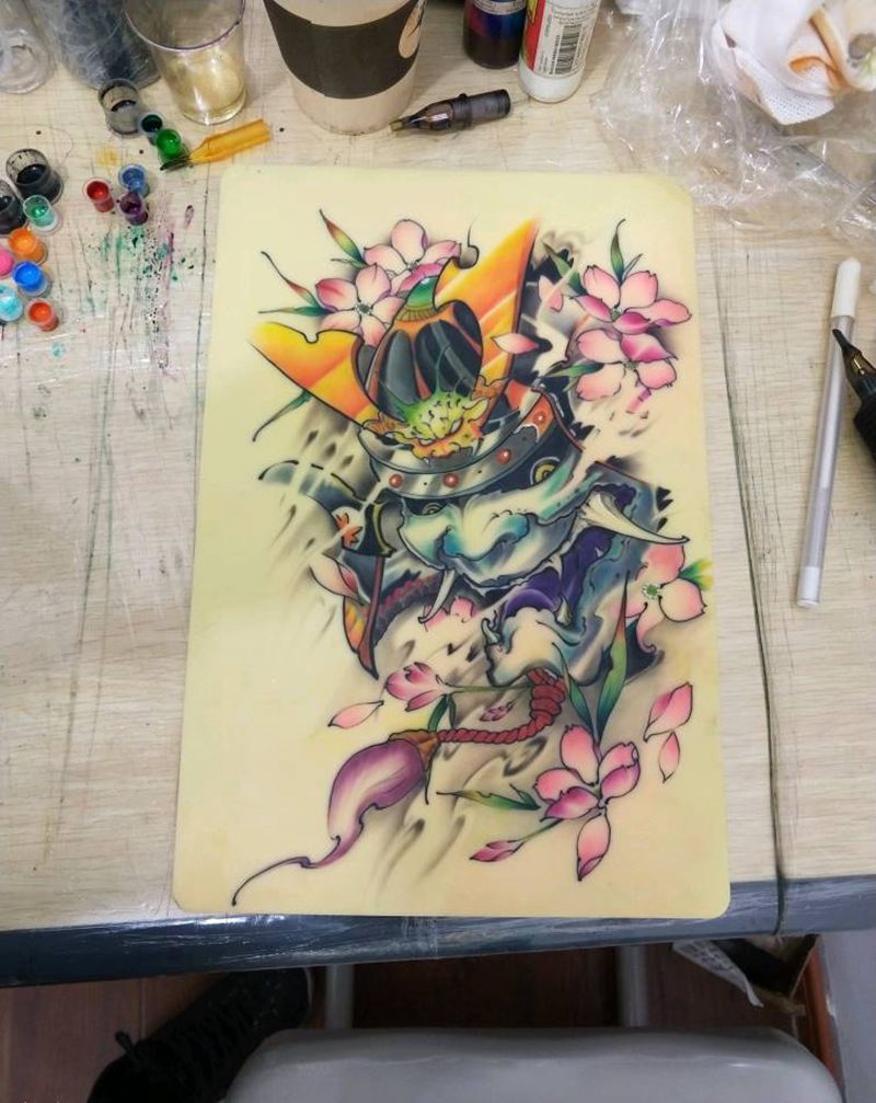 技法体现纹身图片_手臂背部新传统纹身图案