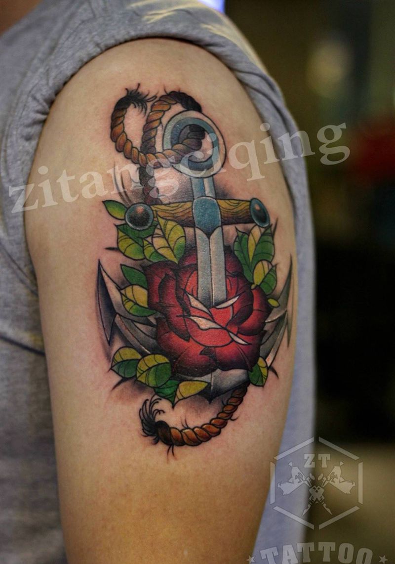 old school纹身图片_成品手臂欧美植物静物纹身图案