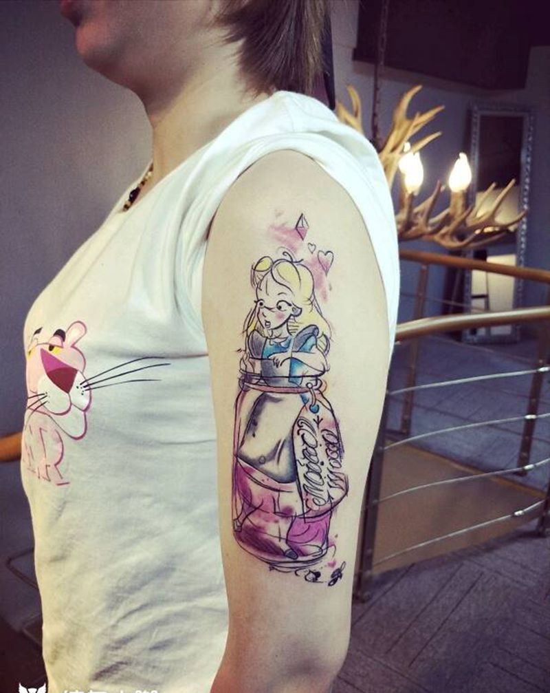 白雪公主纹身图片_手臂清新人物成品纹身图案