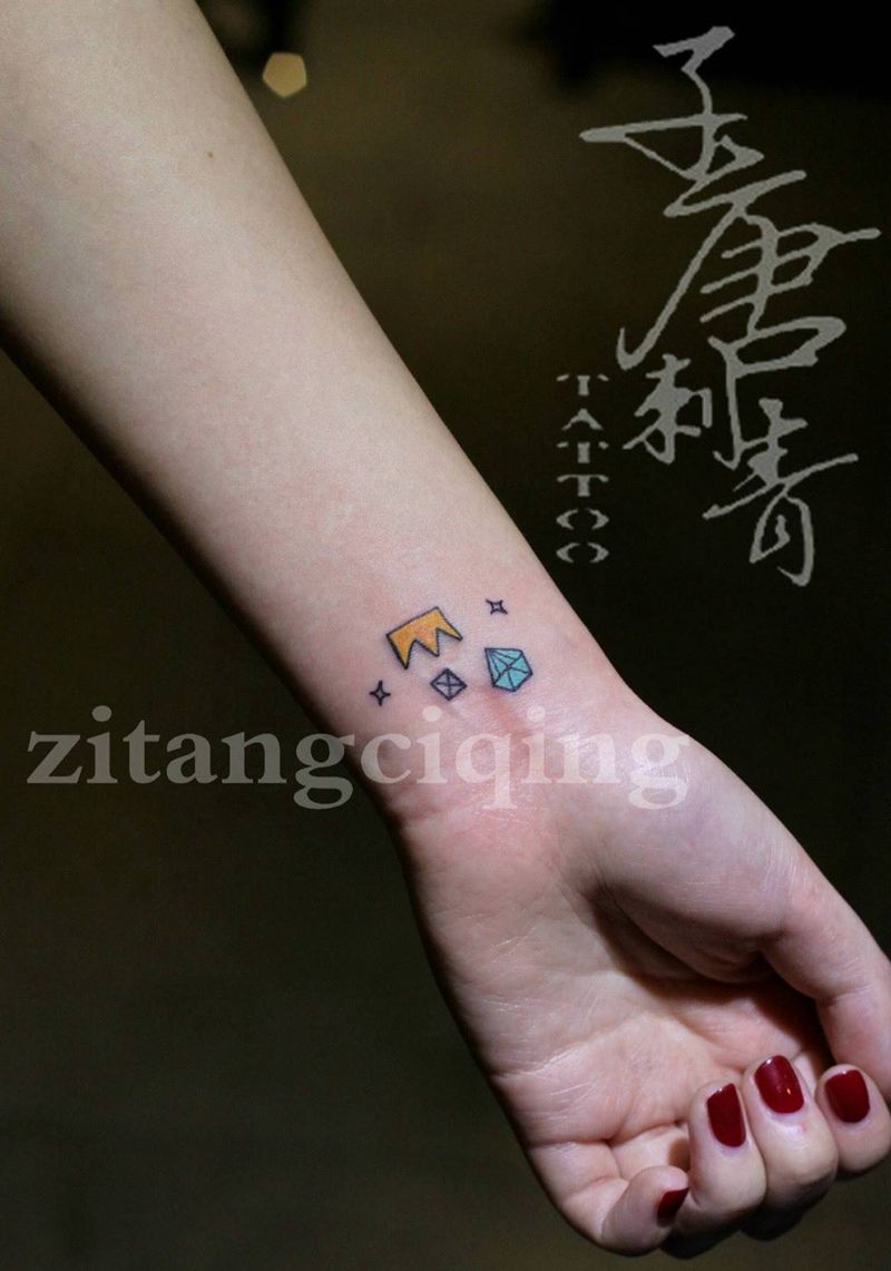 big bang小粉纹身图片_成品手臂清新欧美静物几何纹身图案