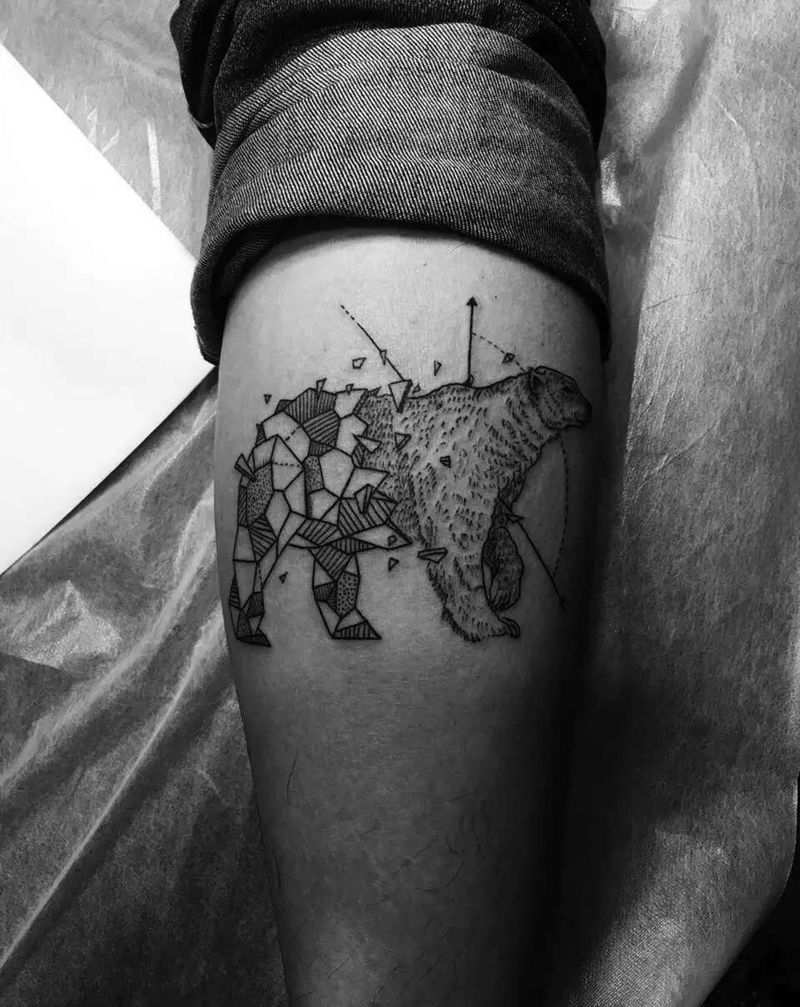 小作品分享一组纹身图片_成品欧美清新几何动物植物静物腿部纹身图案