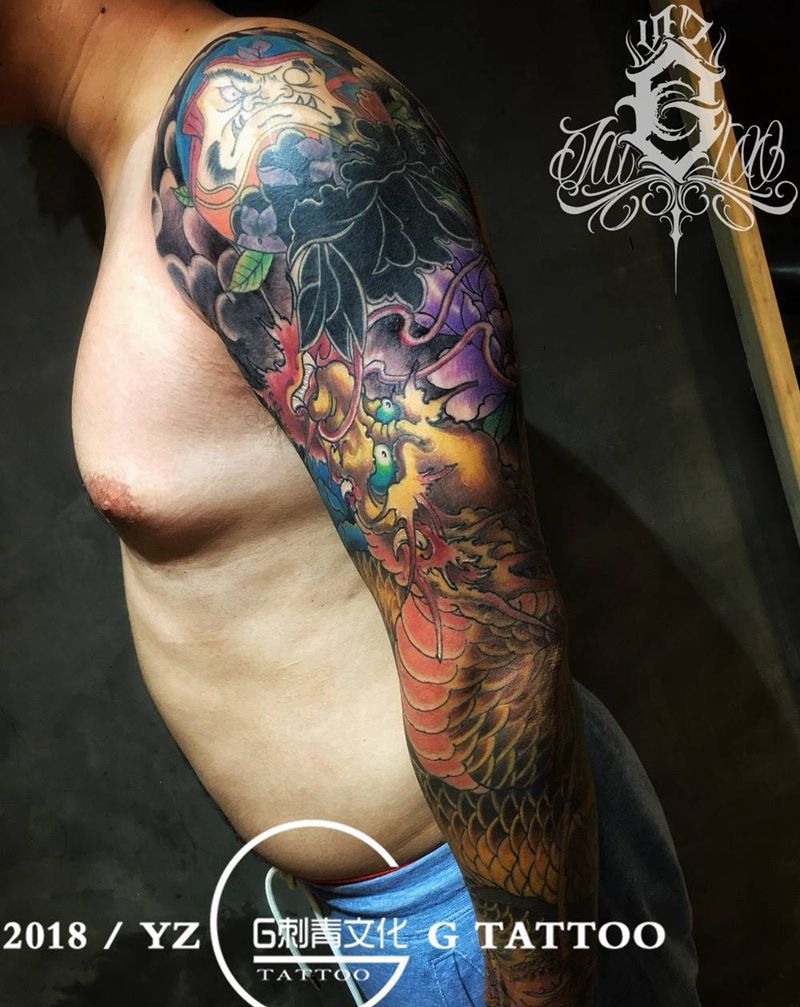 龙花臂 修改纹身图片