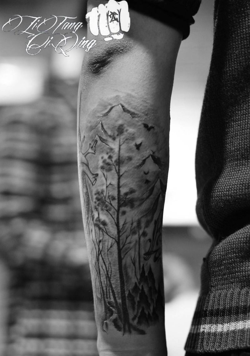 没谁了纹身图片_成品清新植物静物手臂纹身图案