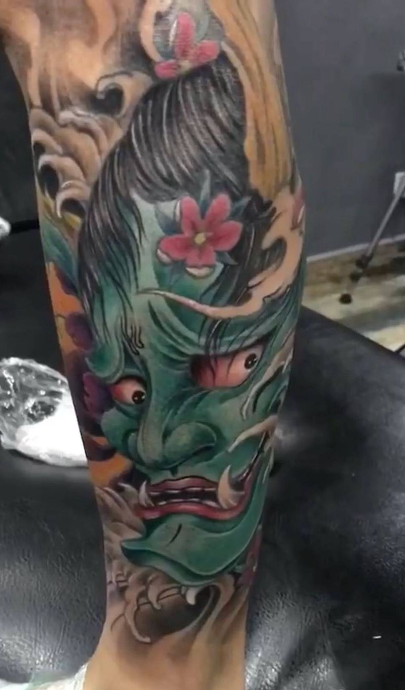 般诺纹身图片_腿部新传统纹身图案