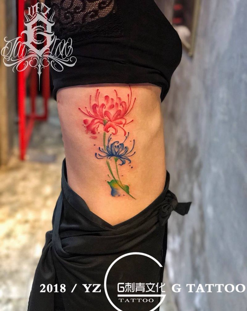水彩彼岸纹身图片