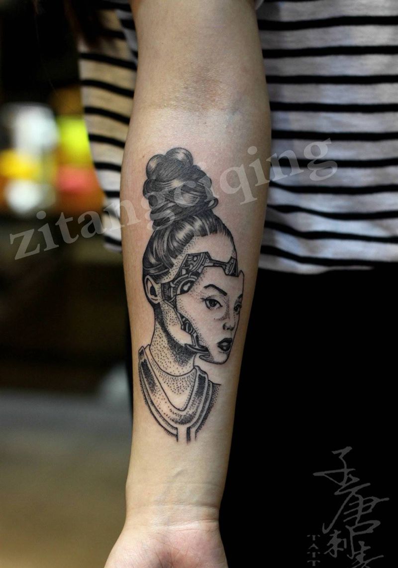 点纹身图片_成品欧美手臂人物静物纹身图案