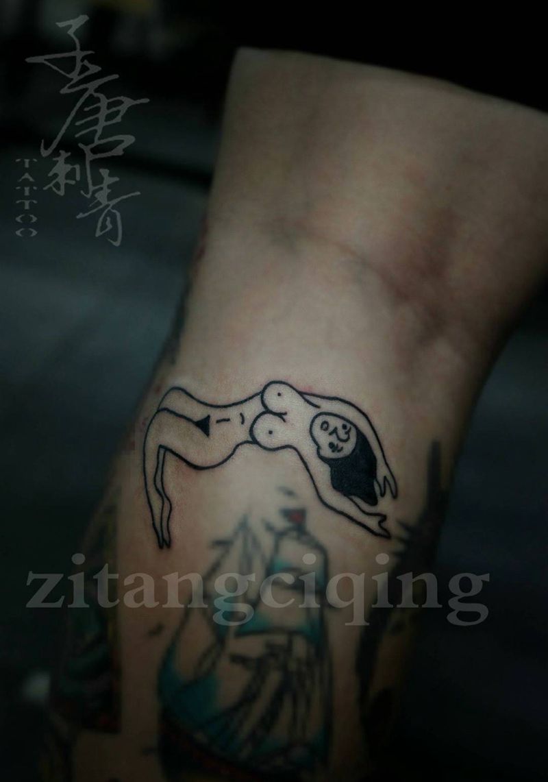 拼小腿纹身图片_成品腿部欧美动物人物静物纹身图案