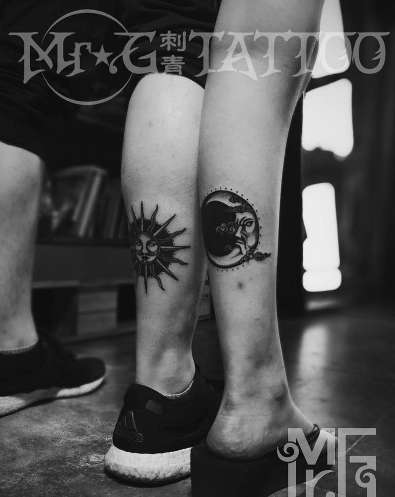 日月 情侣纹身图片
