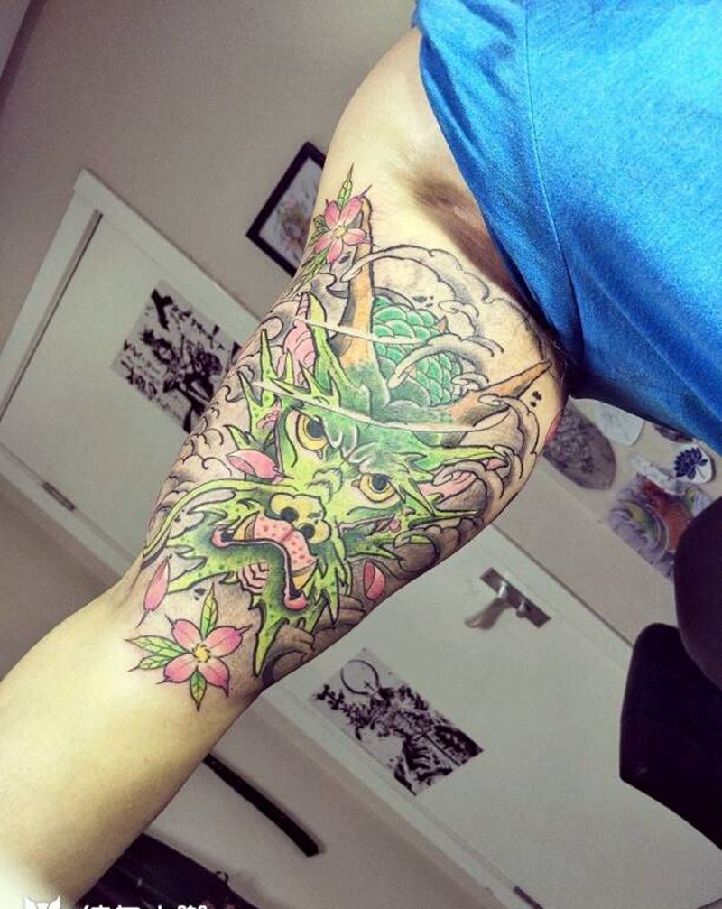 龙头！纹身图片_手臂传统原创成品纹身图案