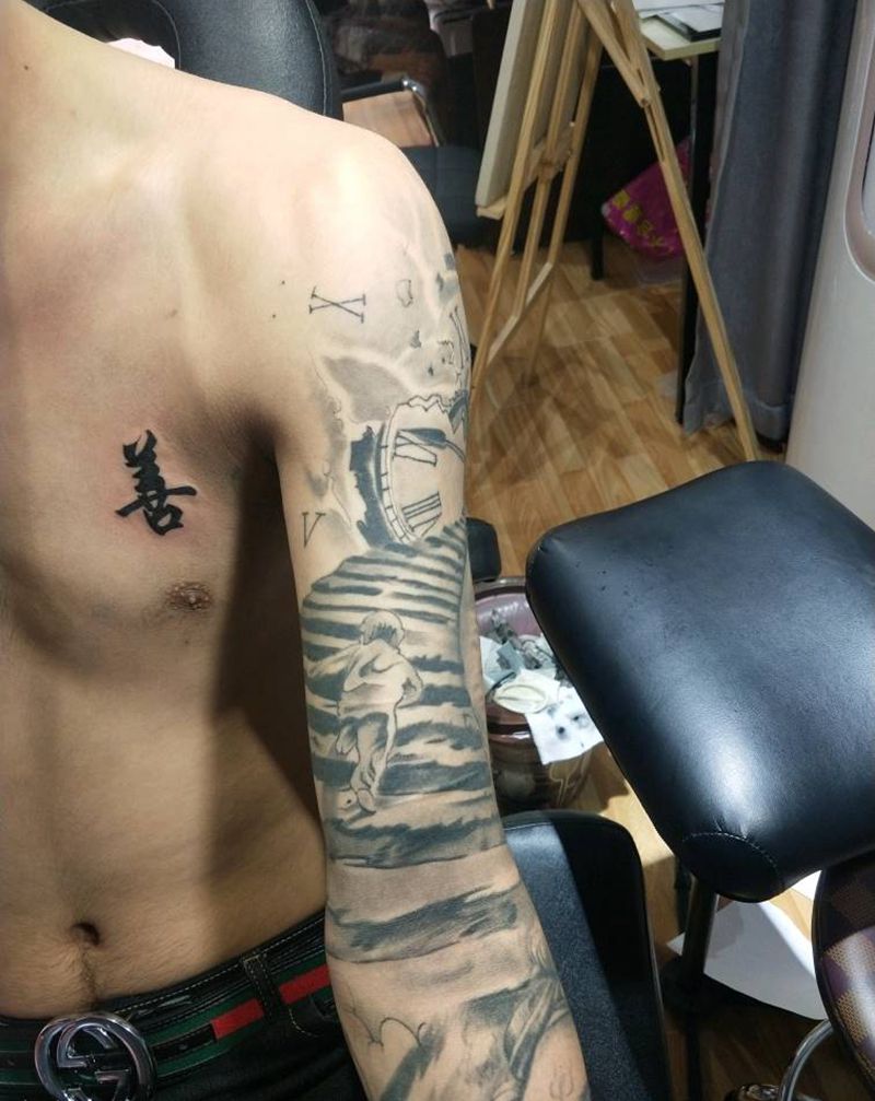 接花臂纹身图片