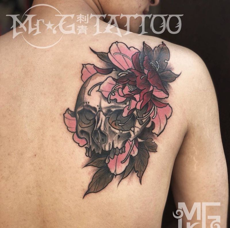 骷髅盖图纹身图片