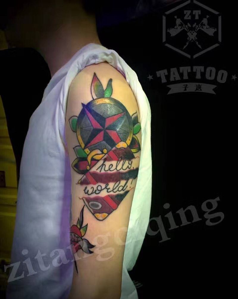 school风格纹身图片_成品手臂欧美纹身图案