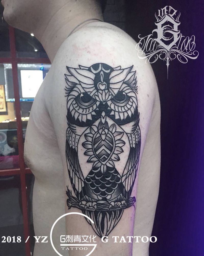 猫头鹰纹身图片