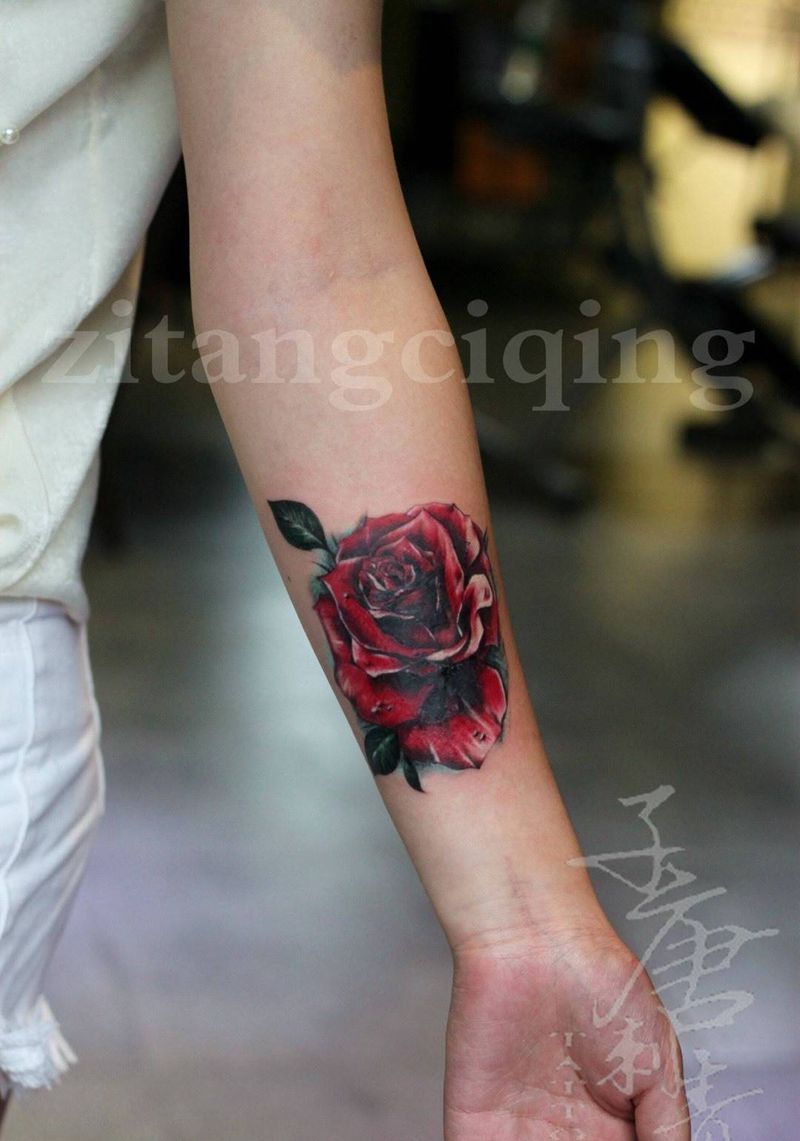 遮盖纹身图片_成品手臂欧美植物原创纹身图案