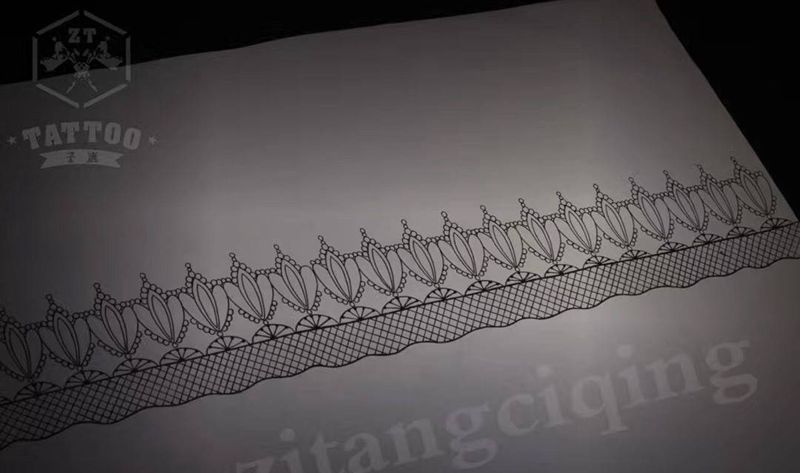 蕾丝出稿纹身图片_手稿腿部清新欧美原创腿环性感纹身图案