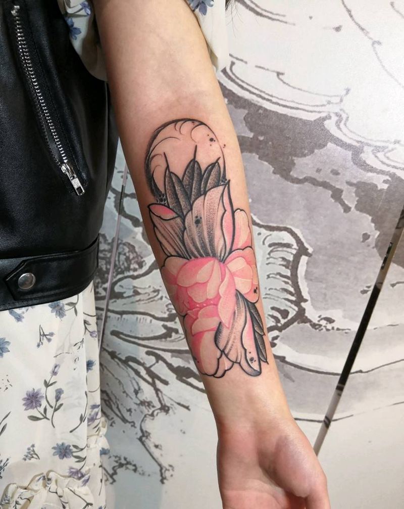 素花纹身图片_手臂水彩纹身图案