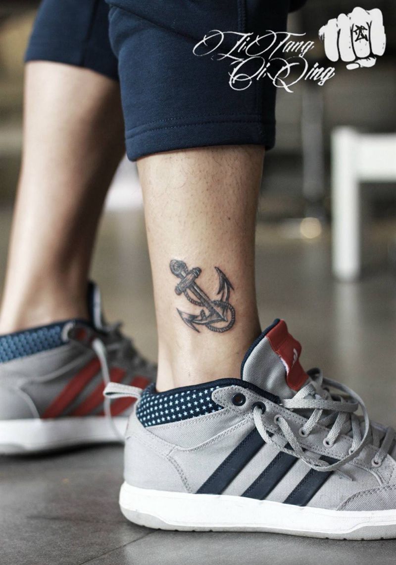 来一发，来一发纹身图片_成品腿部欧美植物字符纹身图案