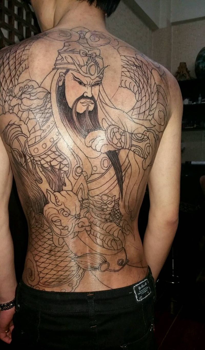 关公割线……纹身图片