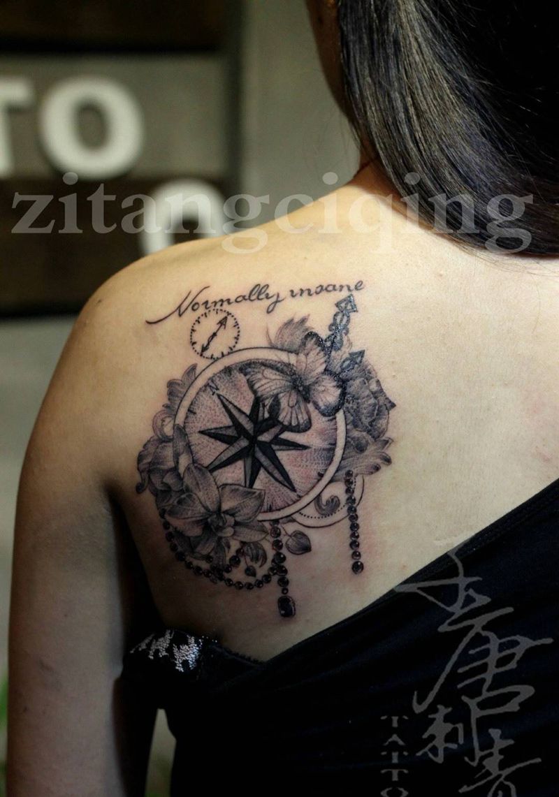 改完后纹身图片_成品背部欧美植物静物纹身图案