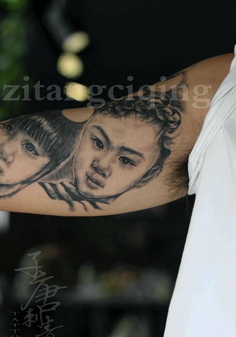 肖像纹身图片_成品手臂肖像人物原创纹身图案