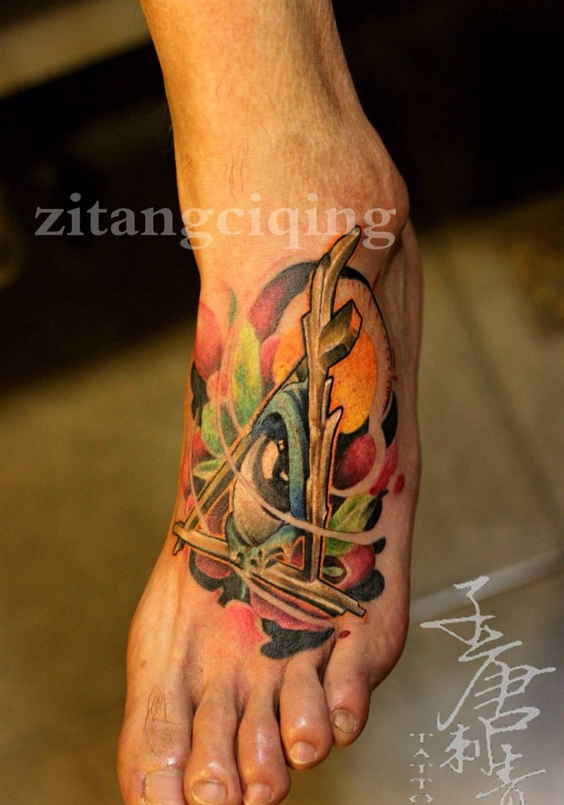 new school眼纹身图片_成品脚部欧美写实人物静物植物鬼神原创纹身图案