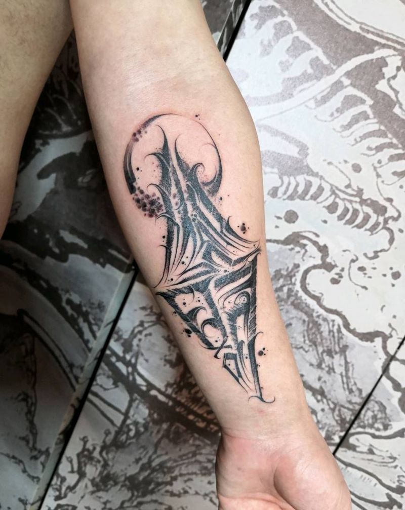 发财纹身图片_手臂花体字纹身图案