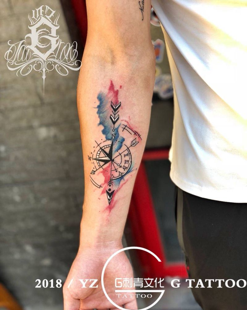 指南针纹身图片