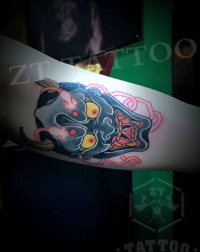 个性般若纹身图片_成品手臂传统人物鬼神大臂个性纹身图案